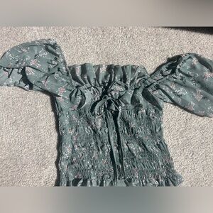 Floral off the shoulder cropped blouse size Medium